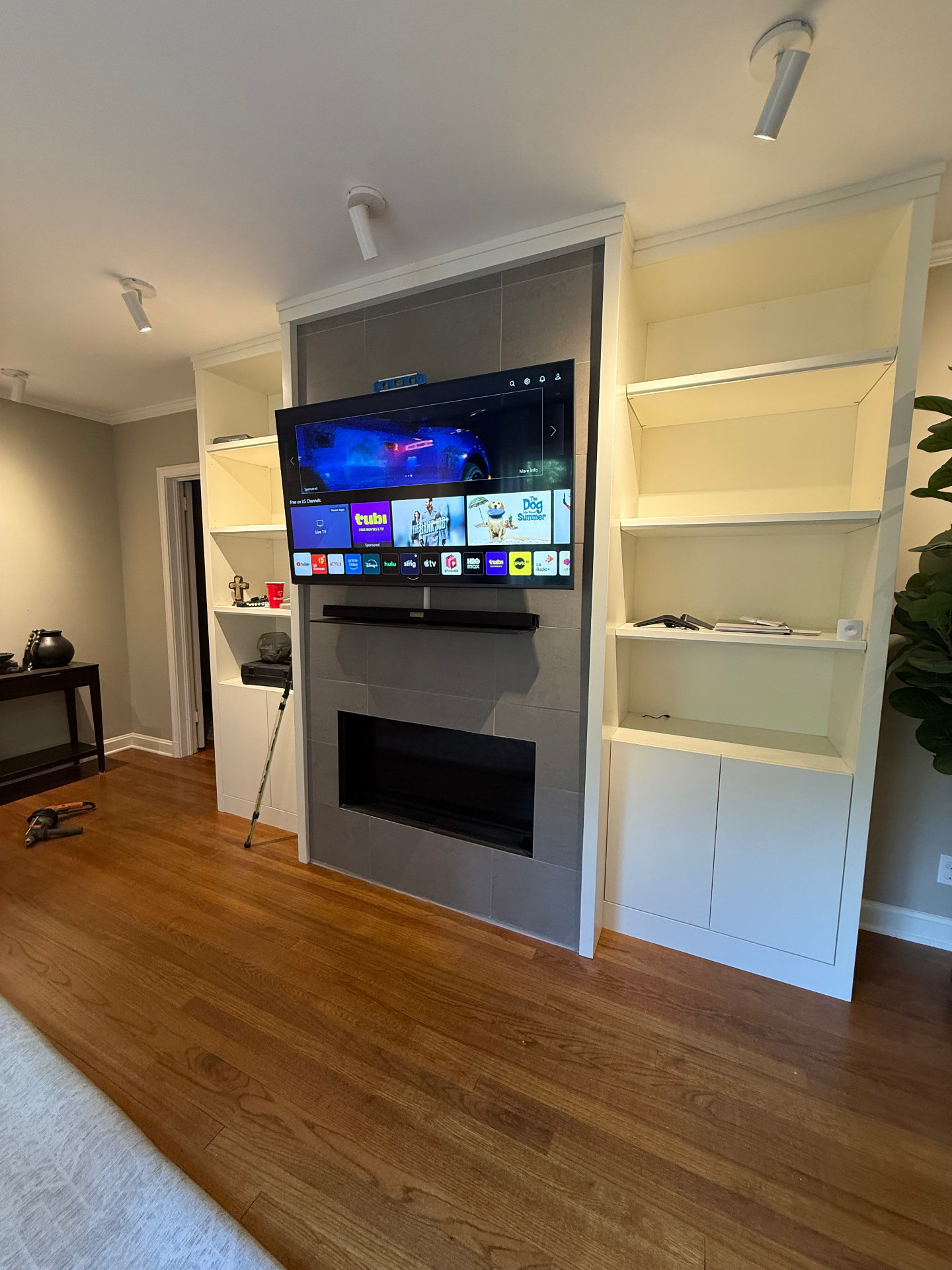 55-inch Tilt TV installation on Tile Fireplace in Atlanta, GA