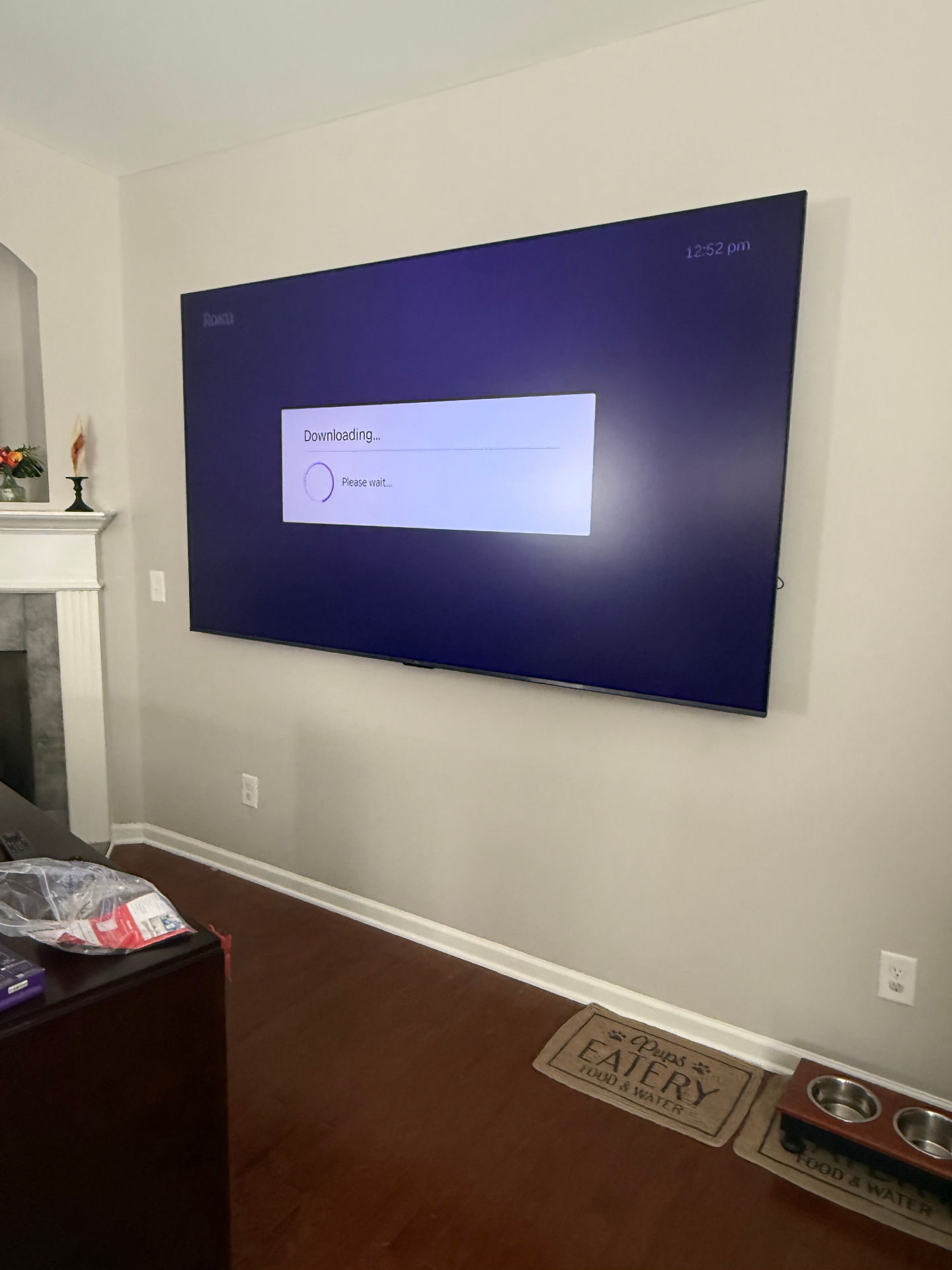 TV mounted with hidden wires routed through drywall in Decatur, GA