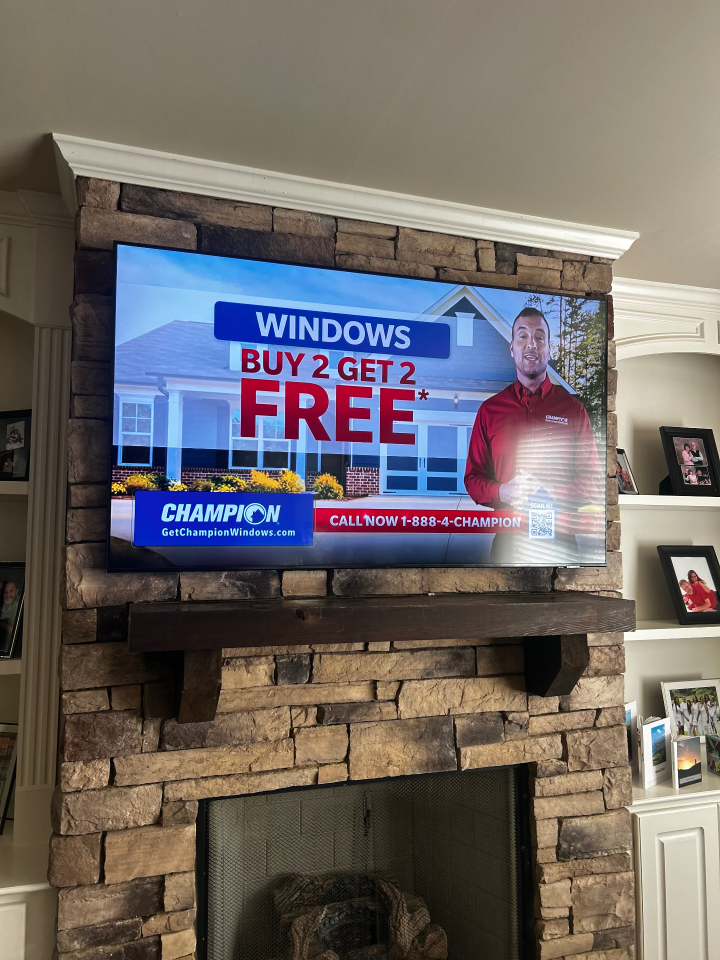 65-inch Tilt TV installation on Stacked Stone in Kennesaw, GA