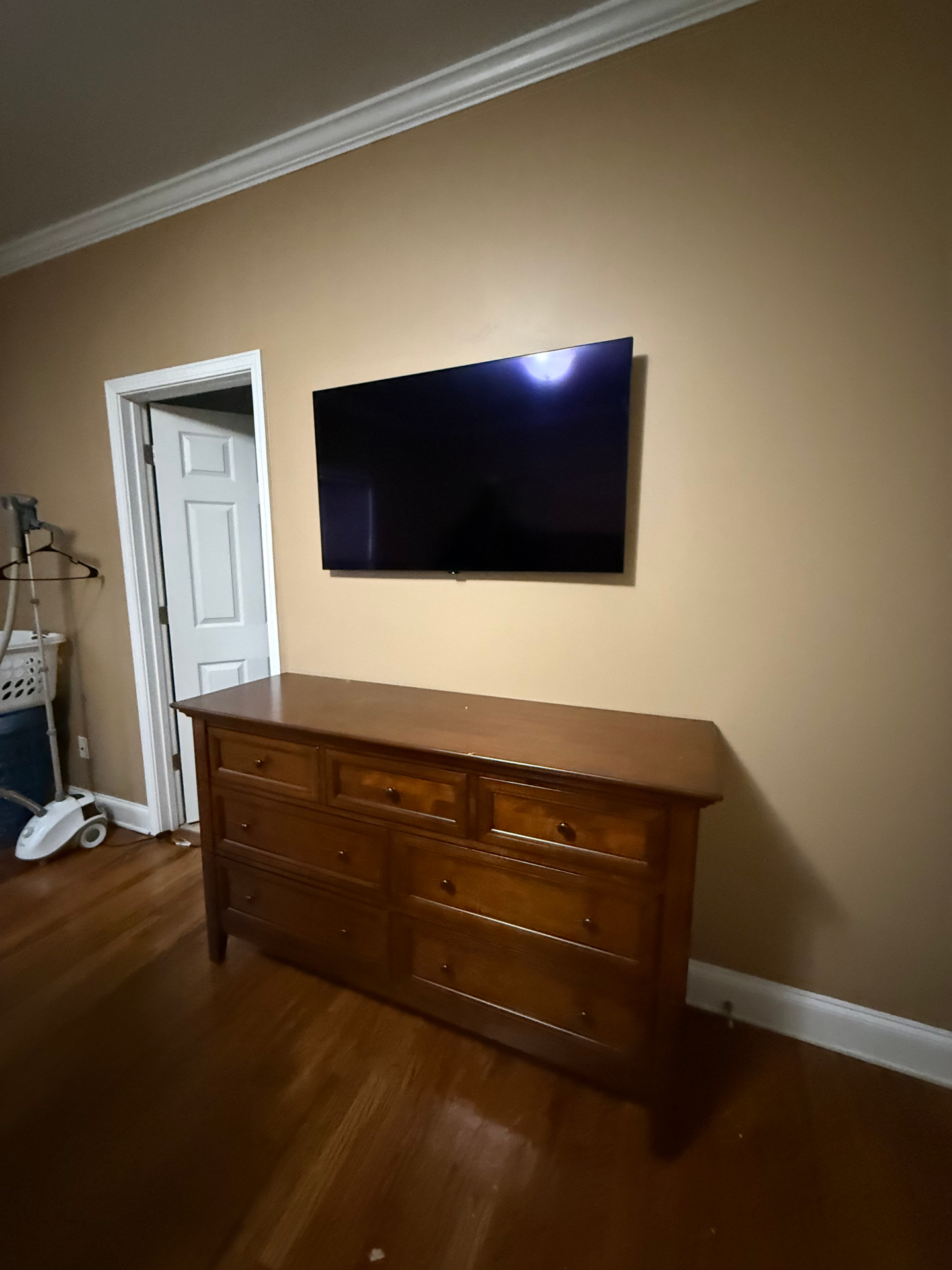TV mounted with clean wire concealment and power bridge in Vinings, GA