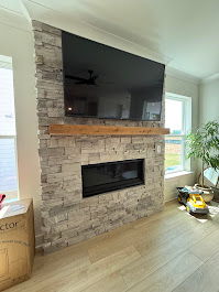 75-inch MantelMount TV installation on Brick Fireplace in Acworth, GA